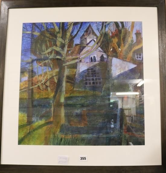 E.L., mixed media, Alciston, Dovecote 50 x 50cm